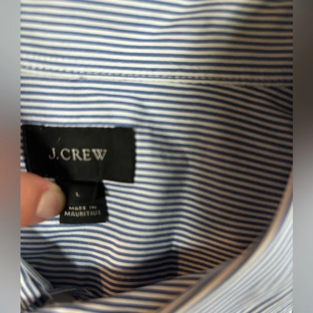 J. Crew Men's Blue Striped Shirt Size L